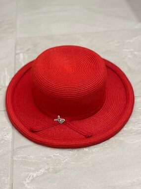 Betmar New York Red Wide Brim Sun Hat Summer Brunch
